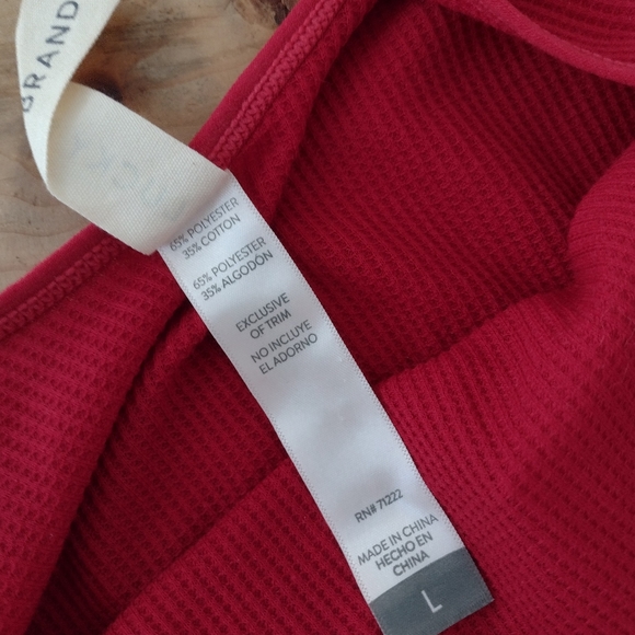 Lucky Brand Red Waffle Knit Wire Free Logo Bra Size L - Picture 5 of 11